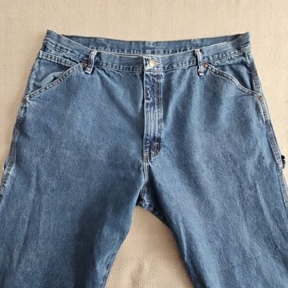 Wrangler Carpenter's Jeans Men's Size W40 L32 Straight Wide Leg Med Blue Y2K - Picture 14 of 16